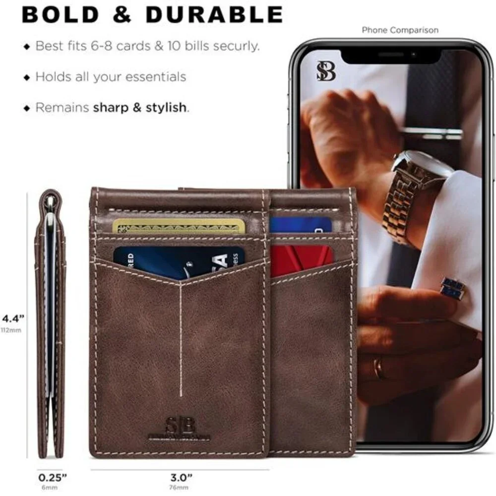 RFID Blocking Wallet Slim Bifold -Genuine Leather Minimalist Front Pocket Wallet